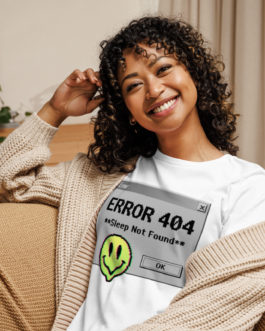 Women’s Relaxed T-Shirt, Error 404 Sleep Not Found T-Shirt